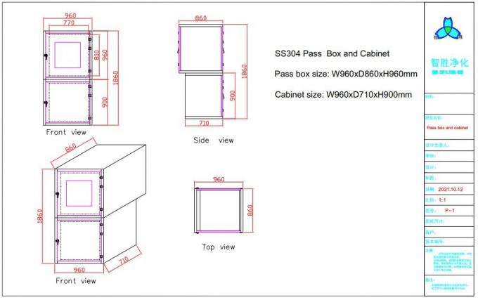 Mekanik Kilitli Temiz Oda için SS304 Hava Duşu Geçiş Kutusu 2
