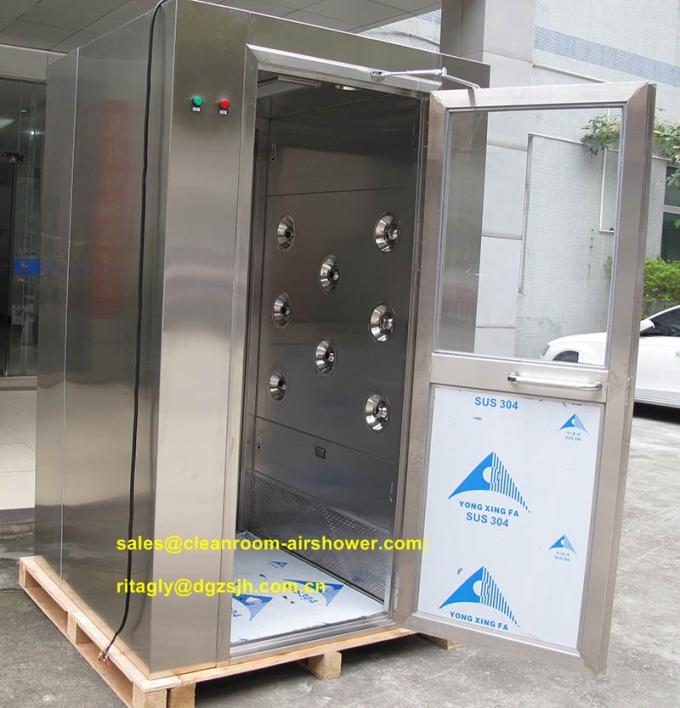 One Person SS304 Air Shower Room With Manual Swing Doors / 3 Way Blow Jet Type 0