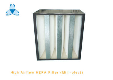 satın al V Cell Mini Pleat Air Filter For High Air Flow Air Handling Unit , 99.97% down 0.3 um online manufacture